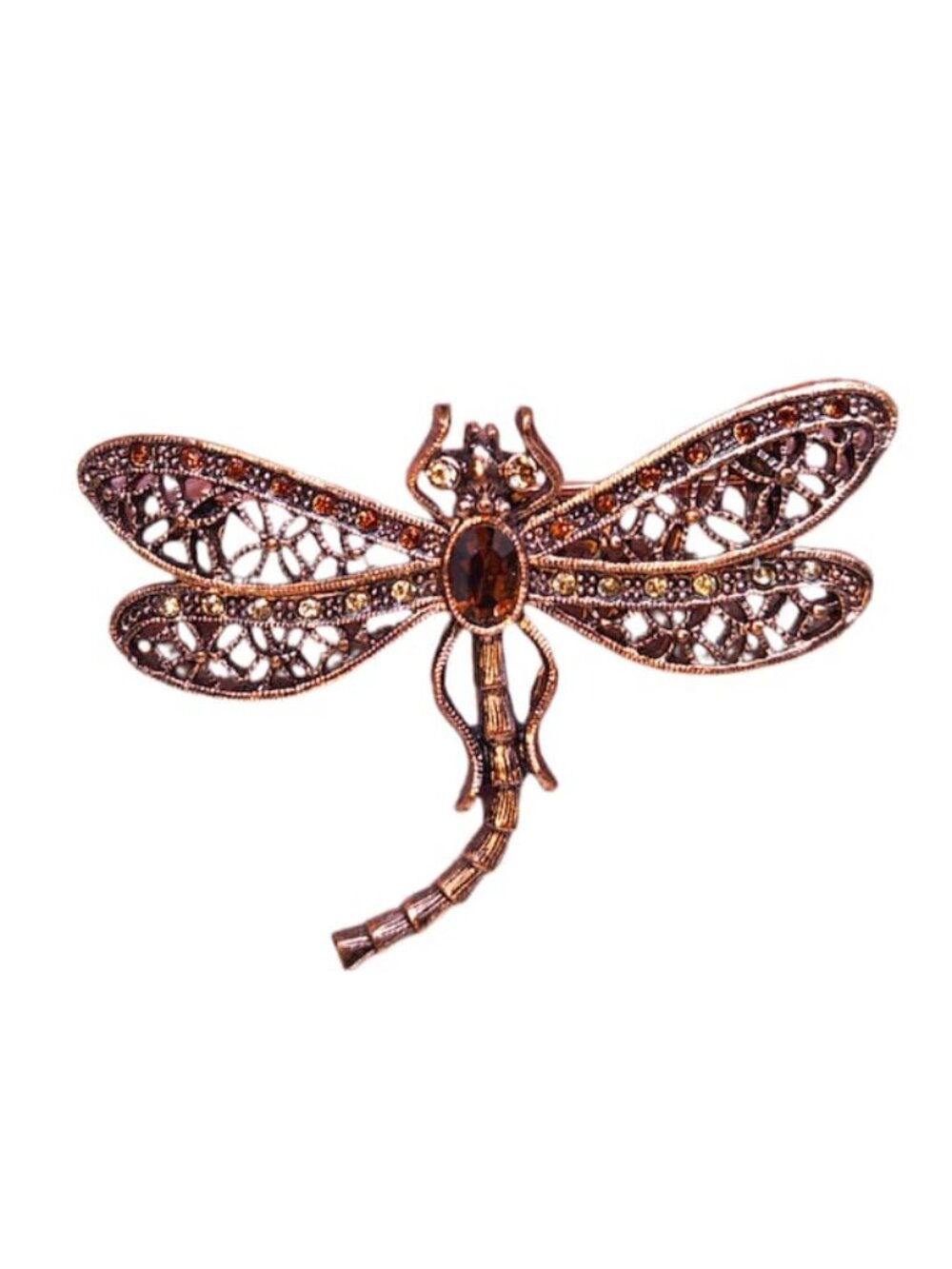 Vintage Copper Dragonfly Brooch - 2.5 Inch